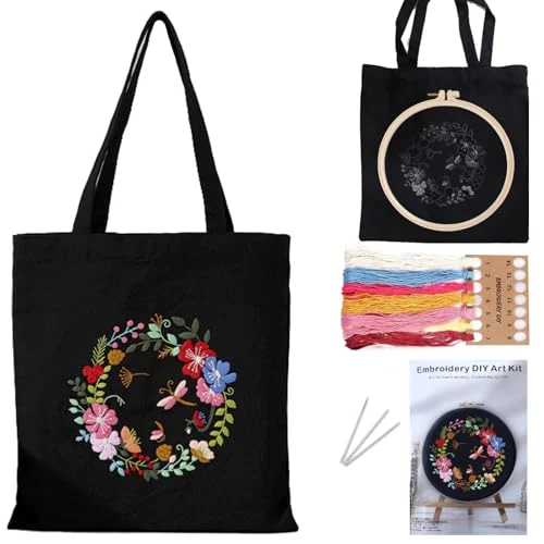 Sac noir — couronne de fleurs et oiseau — visuel de la référence