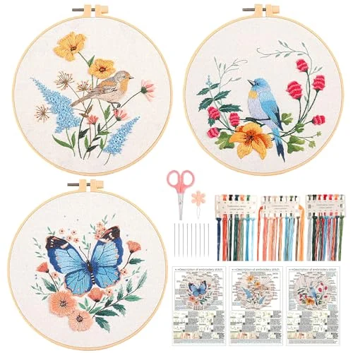 Fleurs, oiseaux et papillon bleu — visuel de la référence